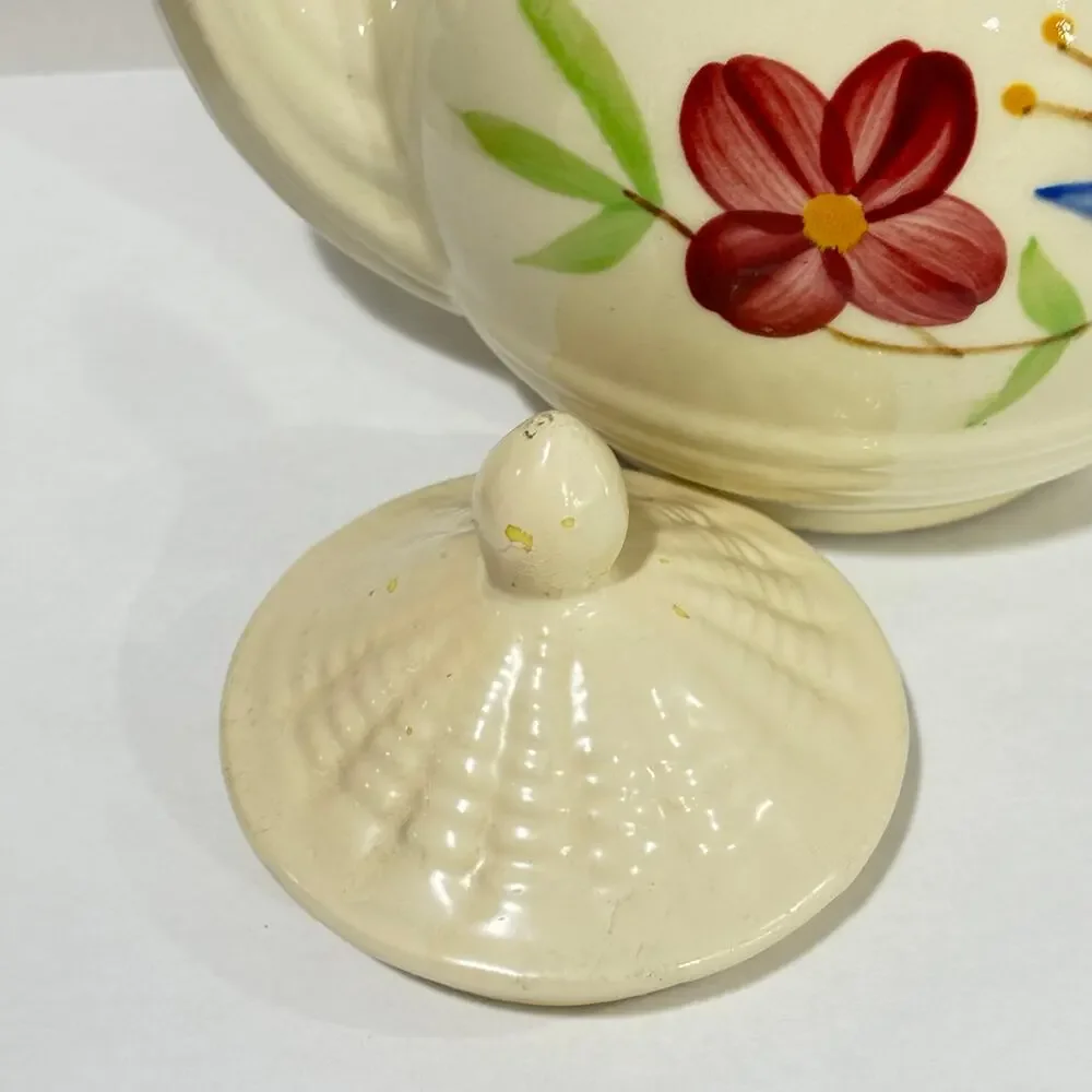 Vintage USA Shawnee Teapot creamy white ceramic & hand painted floral design